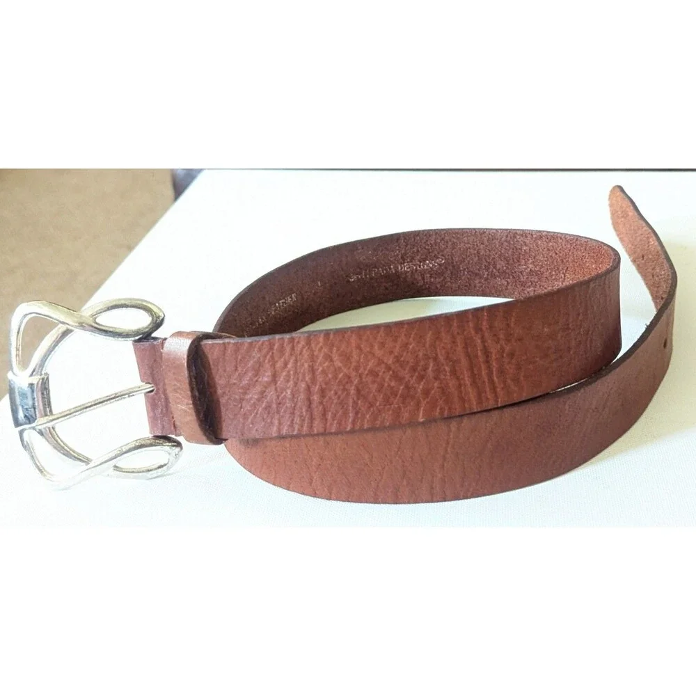 Vtg Silpada Genuine Italian Leather Brown Silver Tone Buckle Belt Women’s Large